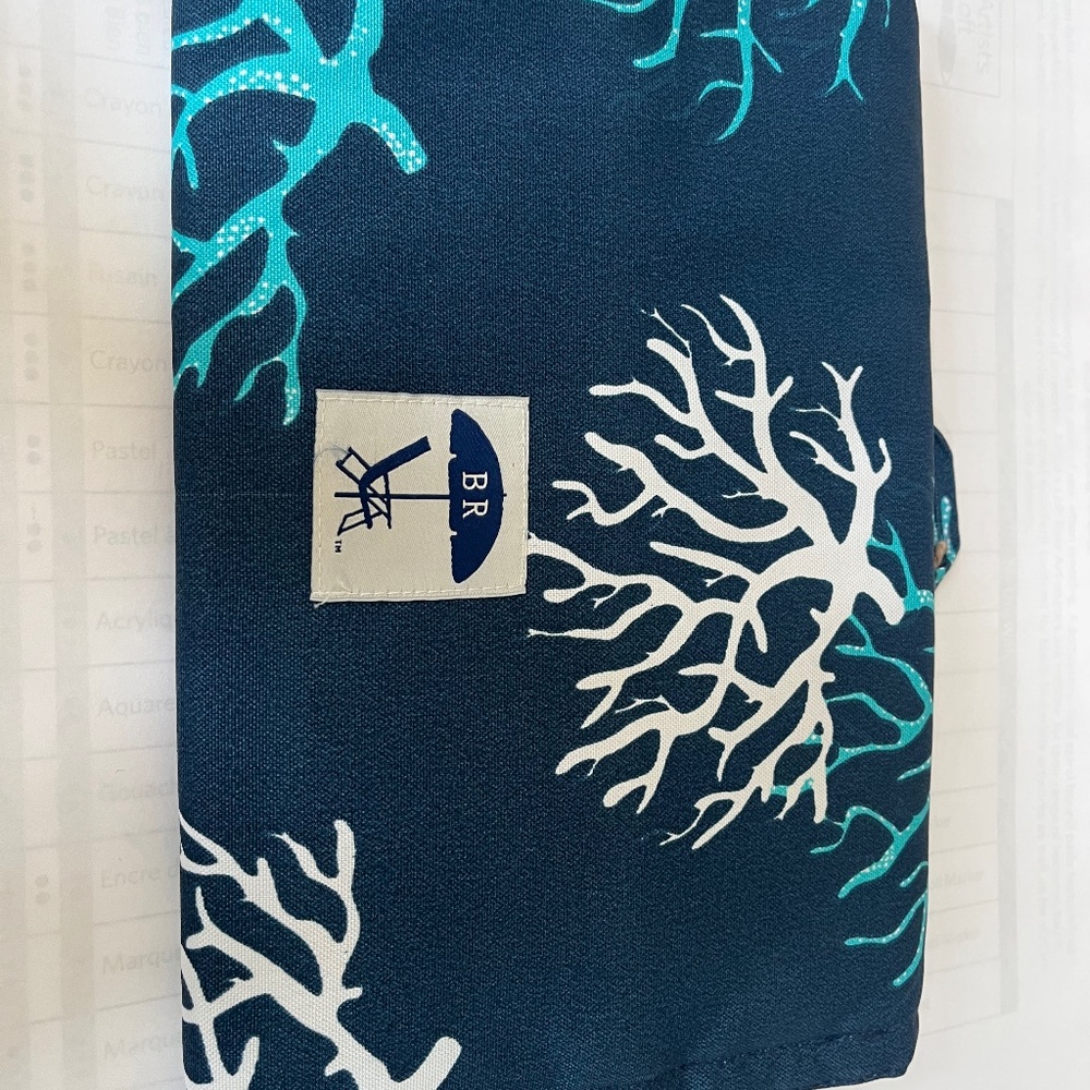 Bohicket Road Navy Coral Threefold Happiness Bag